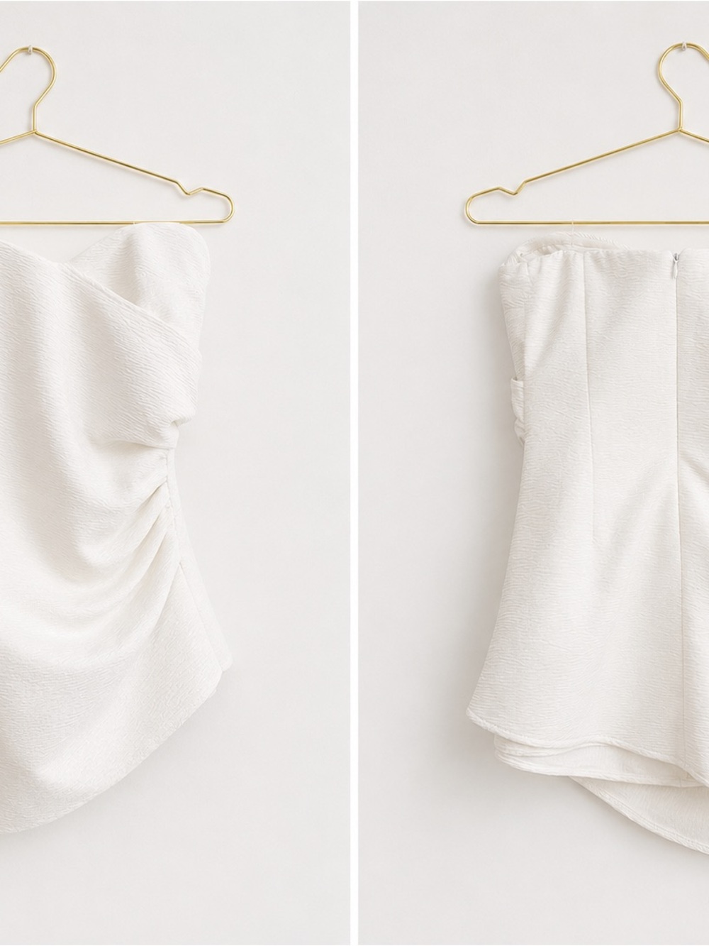 Strapless White Textured Bustier Romper perfect for bridal